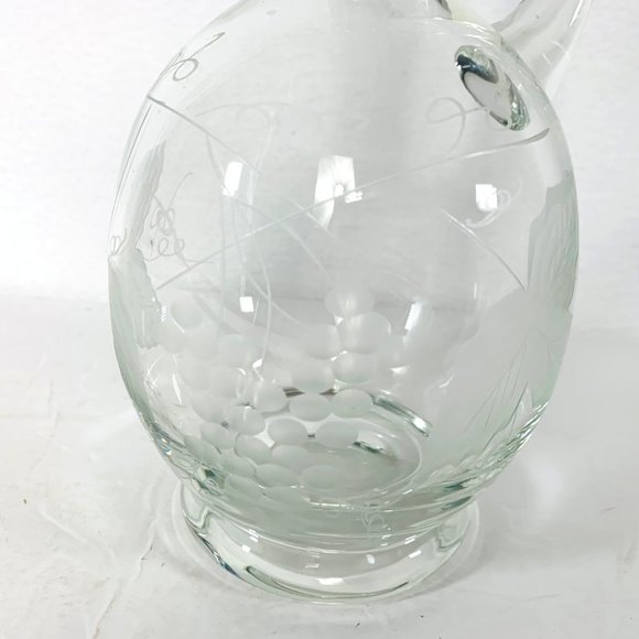 Vintage Crystal Glass Etched Wine Decanter Grape Vine and Leaves 11" Hand Blown - Picture 6 of 8